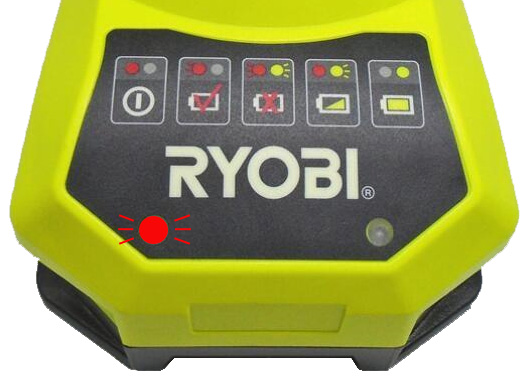 Ryobi battery charger flashing red